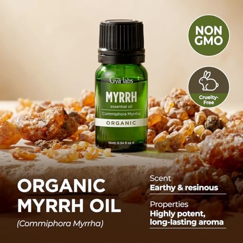 Gya Labs Bio Myrrhe Ätherisches Öl – 0,34 Fl Oz für Haut, Haare, Diffuser, Aromatherapie, DIY Kerzenherstellung