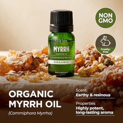 Gya Labs Bio Myrrhe Ätherisches Öl – 0,34 Fl Oz für Haut, Haare, Diffuser, Aromatherapie, DIY Kerzenherstellung