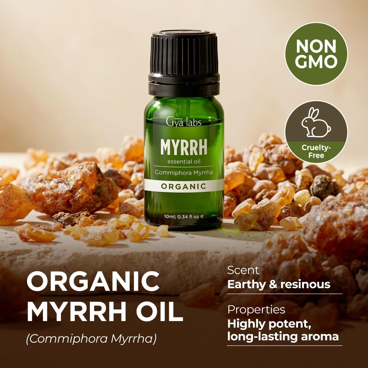 Gya Labs Bio Myrrhe Ätherisches Öl – 0,34 Fl Oz für Haut, Haare, Diffuser, Aromatherapie, DIY Kerzenherstellung