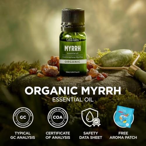 Gya Labs Bio Myrrhe Ätherisches Öl – 0,34 Fl Oz für Haut, Haare, Diffuser, Aromatherapie, DIY Kerzenherstellung