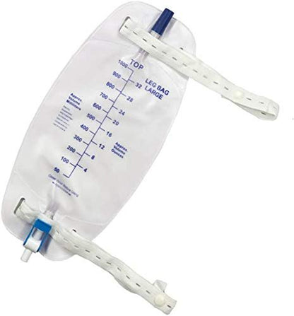 lifevv 3er-Pack Beinbeutel für Urin, 32 oz mit 3 x 45 cm Schlauch, Rückschlagventil, Stoffbänder und Easy-Flip-Ablass