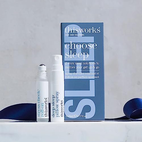 thisworks Choose Sleep Travel Kit – Tiefschlaf-Kit mit Mini-Spray und Aromatherapie-Roller, ätherische Öle aus Eukalyptus, Weihrauch und Lavendel, 2x5 ml