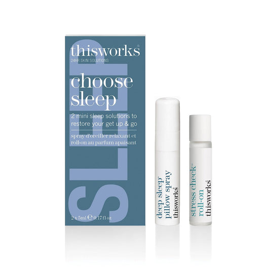 thisworks Choose Sleep Travel Kit – Tiefschlaf-Kit mit Mini-Spray und Aromatherapie-Roller, ätherische Öle aus Eukalyptus, Weihrauch und Lavendel, 2x5 ml