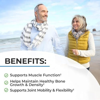 BioSchwartz Knochenstärkungs-Supplement – Sanfter, nicht verstopfender Knochenkomplex für Frauen & Männer mit 9-in-1 Formel aus Calcium, Magnesium, Zink, D3, K2 & mehr – Drittgeprüft – 1 Monat
