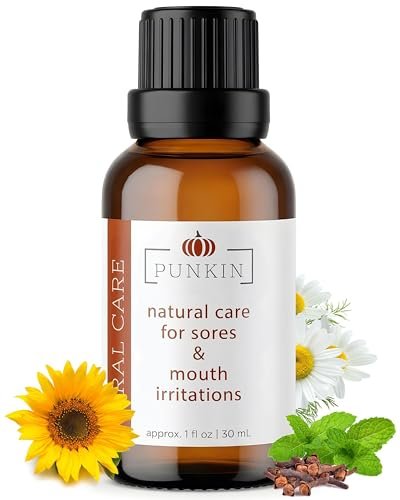 Punkin Bio Zahnfleisch & Mundschmerz Öl – Verdünntes Nelkenöl mit Kamille & Pfefferminze | Natürliche Tropfen für Mundreizungen (30 ml)