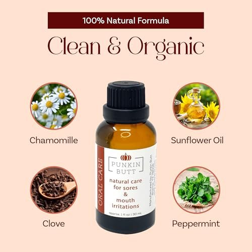 Punkin Bio Zahnfleisch & Mundschmerz Öl – Verdünntes Nelkenöl mit Kamille & Pfefferminze | Natürliche Tropfen für Mundreizungen (30 ml)