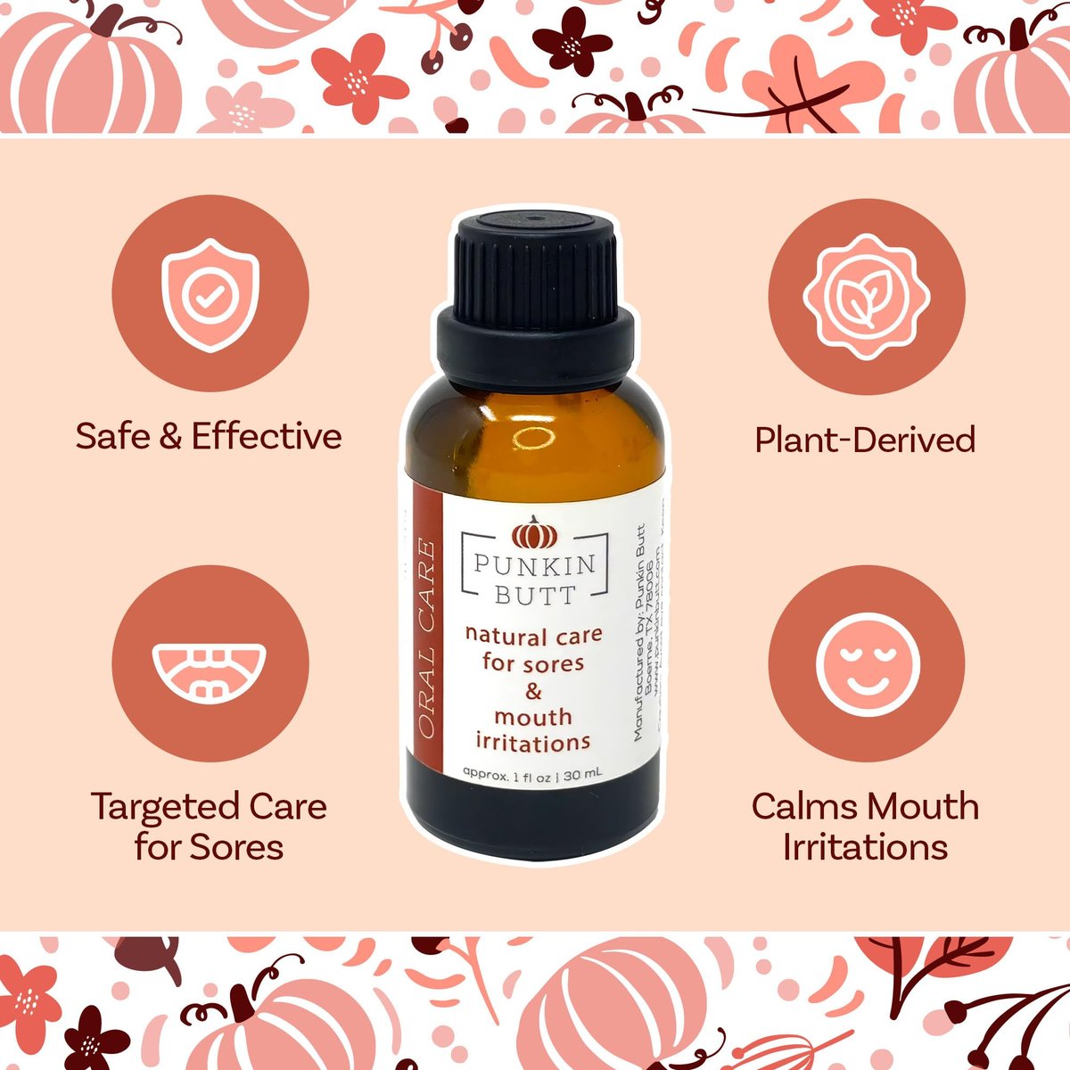 Punkin Bio Zahnfleisch & Mundschmerz Öl – Verdünntes Nelkenöl mit Kamille & Pfefferminze | Natürliche Tropfen für Mundreizungen (30 ml)
