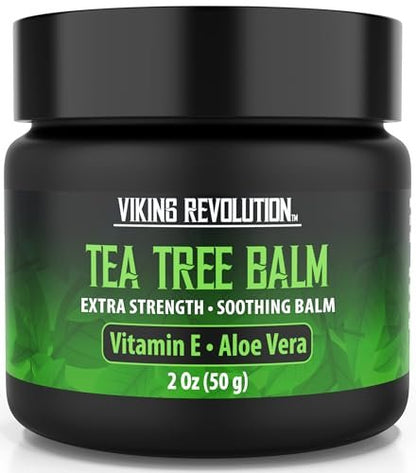 Viking Revolution Teebaumöl-Balsam - Fußcreme für trockene Haut - Tiefenfeuchtigkeitsspendende Formel mit Aloe Vera, Vitamin E & Eukalyptus - Beruhigt & Hydratisiert raue Hände, Ellbogen & Füße (60 ml, 1er-Pack)