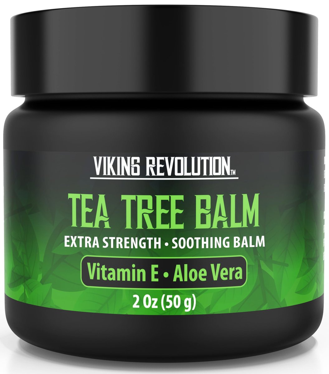 Viking Revolution Teebaumöl-Balsam - Fußcreme für trockene Haut - Tiefenfeuchtigkeitsspendende Formel mit Aloe Vera, Vitamin E & Eukalyptus - Beruhigt & Hydratisiert raue Hände, Ellbogen & Füße (60 ml, 1er-Pack)