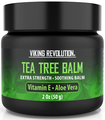 Viking Revolution Teebaumöl-Balsam - Fußcreme für trockene Haut - Tiefenfeuchtigkeitsspendende Formel mit Aloe Vera, Vitamin E & Eukalyptus - Beruhigt & Hydratisiert raue Hände, Ellbogen & Füße (60 ml, 1er-Pack)