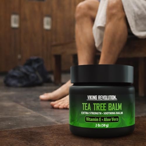 Viking Revolution Teebaumöl-Balsam - Fußcreme für trockene Haut - Tiefenfeuchtigkeitsspendende Formel mit Aloe Vera, Vitamin E & Eukalyptus - Beruhigt & Hydratisiert raue Hände, Ellbogen & Füße (60 ml, 1er-Pack)
