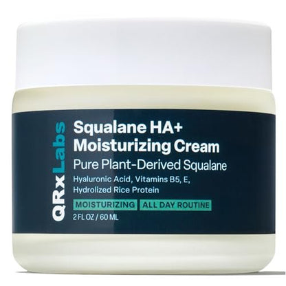 QRxLabs Pflanzliches Squalan-Gesichtsfeuchtigkeitscreme - Hyaluronsäure-Creme für Feuchtigkeit - Anti-Aging-Gesichtscreme mit Vitamin B5 & Reisprotein - 60 ml, 1er-Pack, Verbene