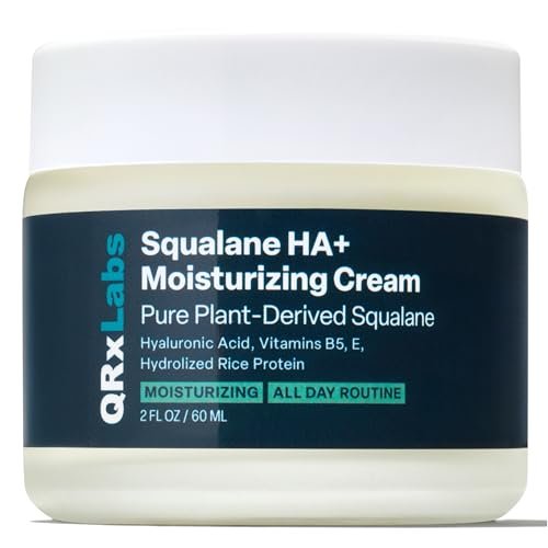 QRxLabs Pflanzliches Squalan-Gesichtsfeuchtigkeitscreme - Hyaluronsäure-Creme für Feuchtigkeit - Anti-Aging-Gesichtscreme mit Vitamin B5 & Reisprotein - 60 ml, 1er-Pack, Verbene