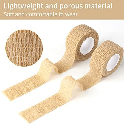 12er-Pack 2,5 cm breites hautfarbenes elastisches selbstklebendes Bandagenband, Finger-Tape, Bandagenwickel für Handgelenk und Knöchel, Stuhl- und Tischbeine zur Reduzierung von Reibung und Geräuschen
