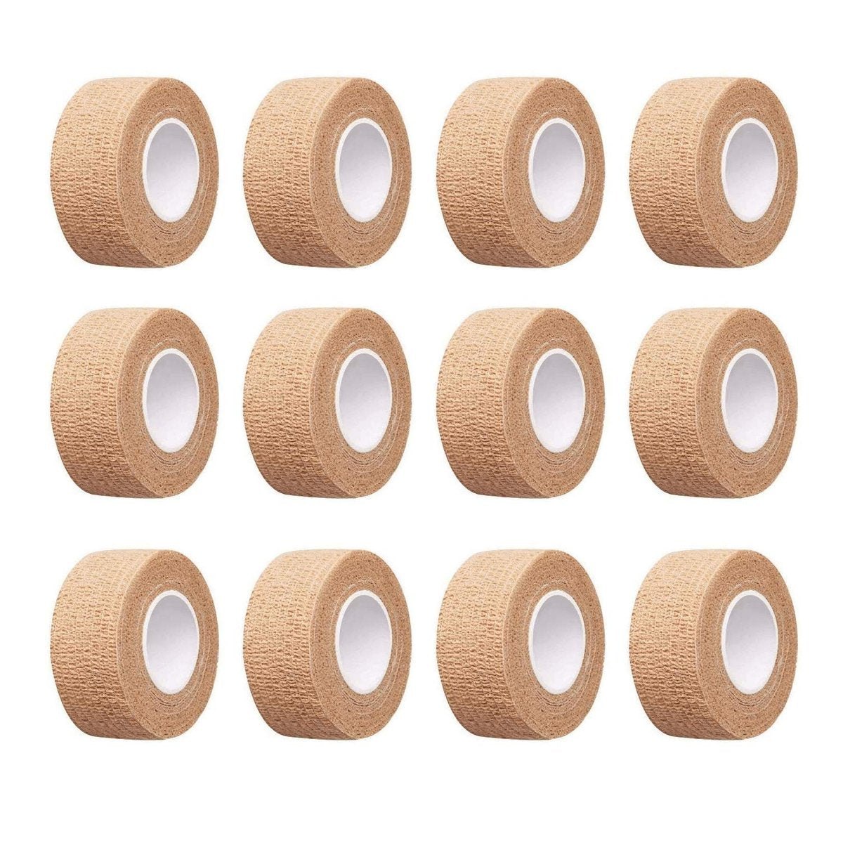 12er-Pack 2,5 cm breites hautfarbenes elastisches selbstklebendes Bandagenband, Finger-Tape, Bandagenwickel für Handgelenk und Knöchel, Stuhl- und Tischbeine zur Reduzierung von Reibung und Geräuschen
