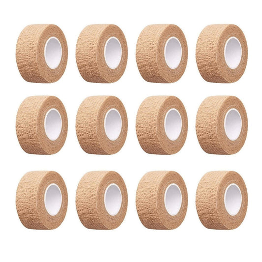 12er-Pack 2,5 cm breites hautfarbenes elastisches selbstklebendes Bandagenband, Finger-Tape, Bandagenwickel für Handgelenk und Knöchel, Stuhl- und Tischbeine zur Reduzierung von Reibung und Geräuschen