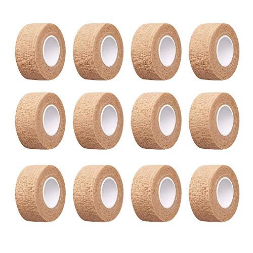 12er-Pack 2,5 cm breites hautfarbenes elastisches selbstklebendes Bandagenband, Finger-Tape, Bandagenwickel für Handgelenk und Knöchel, Stuhl- und Tischbeine zur Reduzierung von Reibung und Geräuschen