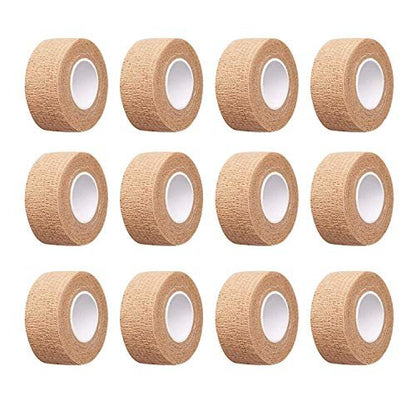 12er-Pack 2,5 cm breites hautfarbenes elastisches selbstklebendes Bandagenband, Finger-Tape, Bandagenwickel für Handgelenk und Knöchel, Stuhl- und Tischbeine zur Reduzierung von Reibung und Geräuschen
