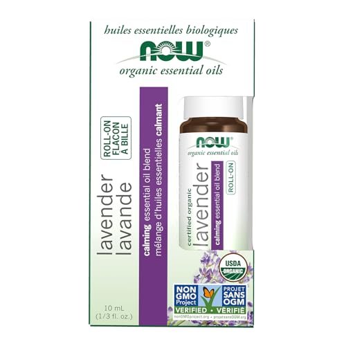 NOW Foods Bio Lavendel Roll-On Ätherisches Öl, beruhigende Mischung, zertifiziert biologisch, 10 ml