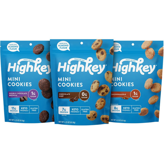HighKey Cookies Variety Pack – 3er-Pack Kekse & Brownie Bites, Low Carb, ohne Zuckerzusatz, glutenfrei, Diabetikerfreundlich (6,75 oz)