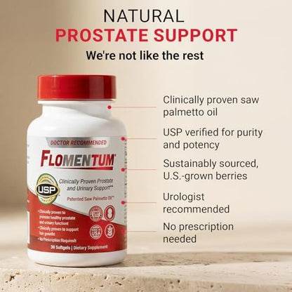 Flomentum® Sägepalme für Männer – Prostatakomplex mit 320 mg, tägliche Unterstützung für die Prostata-Gesundheit und gesunden Harnfluss, 30 Kapseln