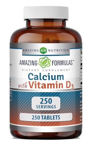Amazing Formulas Calcium 600 mg mit Vitamin D3 400 IE Tabletten – Nahrungsergänzungsmittel – Non-GMO – Glutenfrei – Hergestellt in den USA – 250 Tabletten