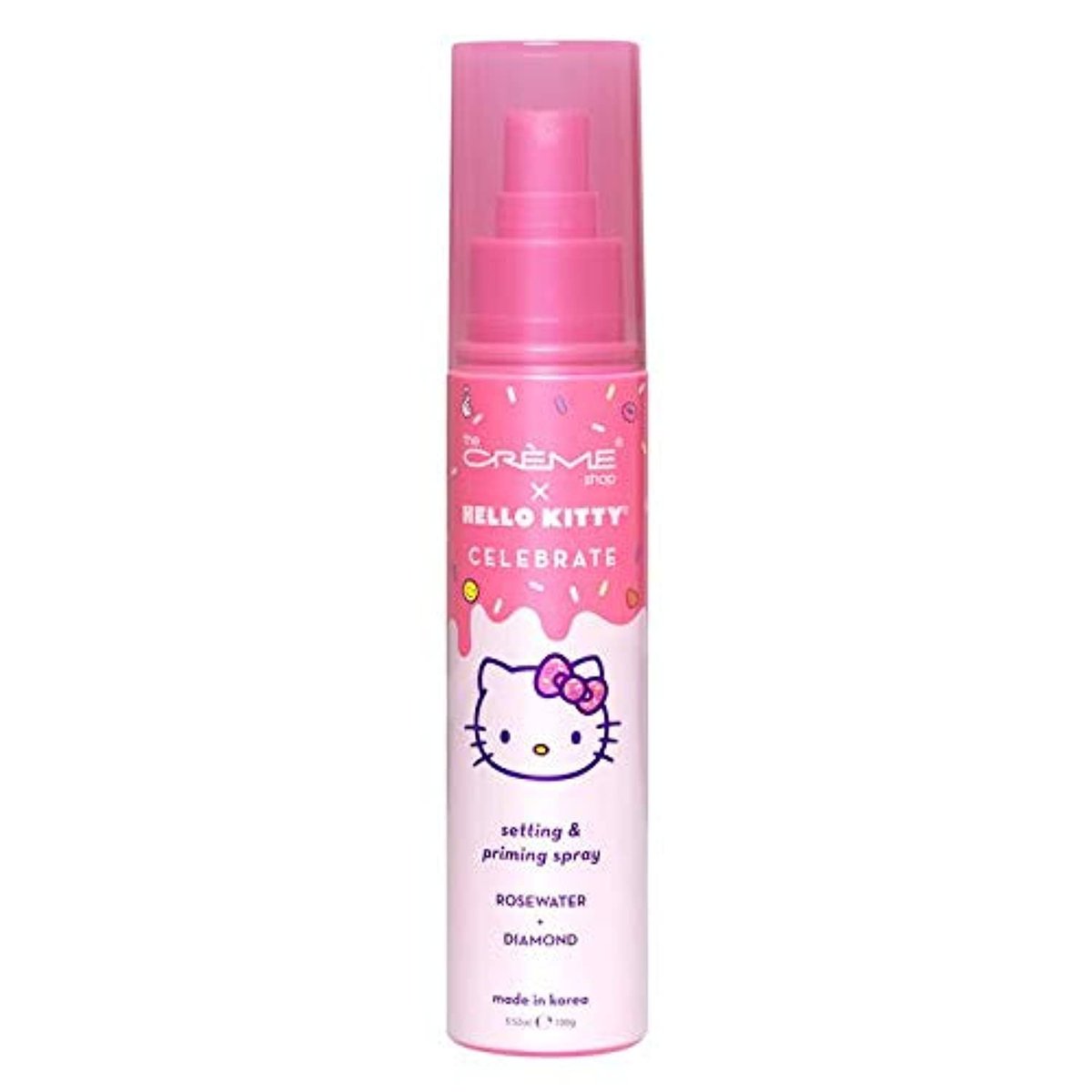 The Crème Shop x Hello Kitty - Korean Skin Care Celebrate Priming & Setting Facial Spray (Rosenwasser & Diamant) - Feuchtigkeitsspray für Make-up, natürliche Essenz
