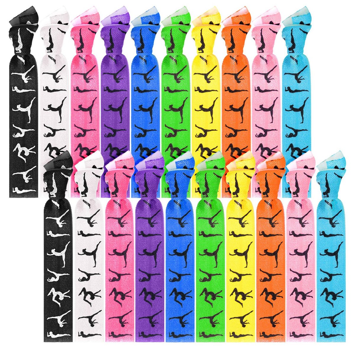 BBTO 20 Stücke Mädchen Gymnastik Haargummis Turnhaarbänder Accessoires Stoff Schleife Pferdeschwanz Halter No Crease Sport für Weihnachten Frauen Team Geschenke (Klassische Farben)
