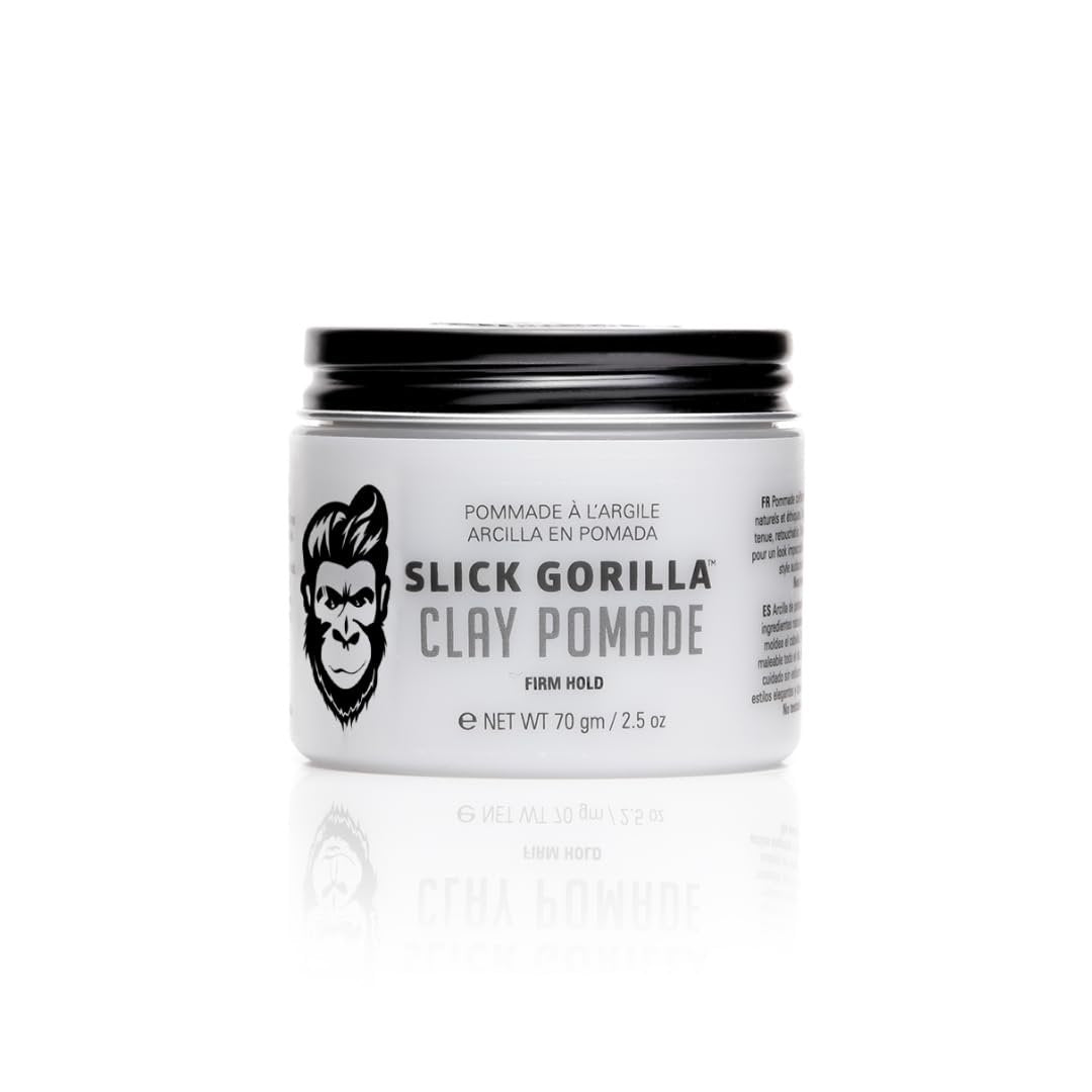 Slick Gorilla Clay Pomade für Männer | 2,5 oz (75 ml) | Starker Halt mit natürlichem, mattem Finish | Nicht fettend für texturiertes, welliges & dickes Haar | Leicht auswaschbar, keine Flocken