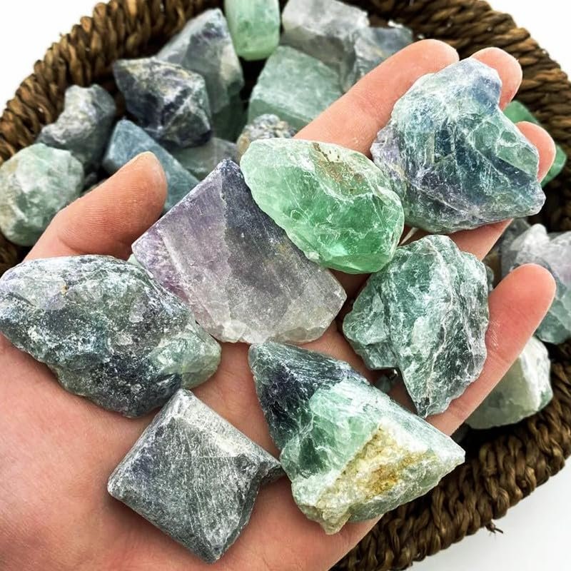 Simurg Roher Fluoritstein 1lb – Regenbogen-Fluorit-Rohkristall der Güteklasse A für Lapidary, Tumbling, Cabbing, Polieren, Reiki-Heilung