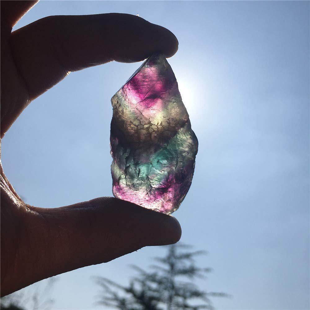 Simurg Roher Fluoritstein 1lb – Regenbogen-Fluorit-Rohkristall der Güteklasse A für Lapidary, Tumbling, Cabbing, Polieren, Reiki-Heilung