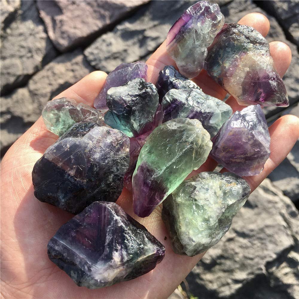 Simurg Roher Fluoritstein 1lb – Regenbogen-Fluorit-Rohkristall der Güteklasse A für Lapidary, Tumbling, Cabbing, Polieren, Reiki-Heilung
