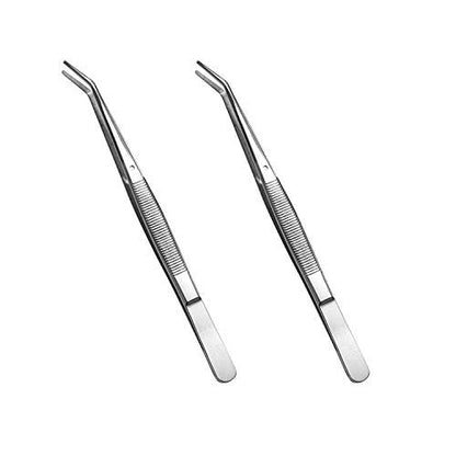 Edelstahl-Pinzetten mit gebogener gezahnter Spitze, Multifunktions-Nähmaschinen-Pinzette für Reparaturen (2er-Set)