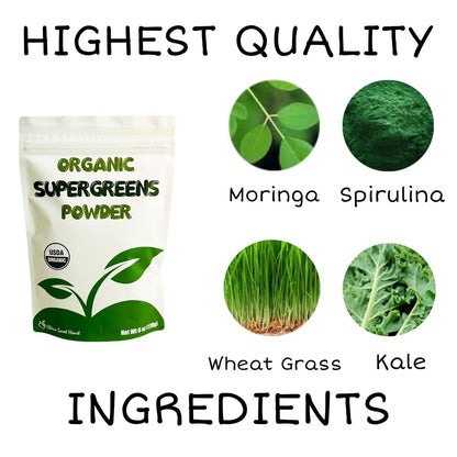Cherie Sweet Heart Supergreens Pulver - Bio Grünpulver Superfood - 170g - 34 Portionen