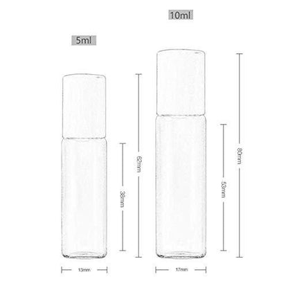 12 Stück Klare Glasrollerflaschen Nachfüllbare Ätherische Öl Roll-on Flaschen 10 ml mit Glaskugel für Aromatherapie, Parfüm, Augenpflege