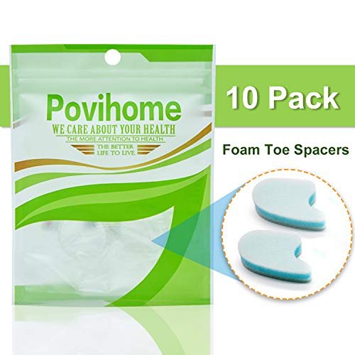 Povihome 10er-Pack Schaumstoff-Zehenspreizer (5 mm dick), 3-schichtige Zehentrenner – Große Größe – zur Korrektur von krummen, überlappenden Zehen, Linderung von Hühneraugen, Blasen und Reizungen