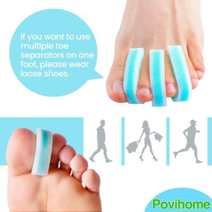 Povihome 10er-Pack Schaumstoff-Zehenspreizer (5 mm dick), 3-schichtige Zehentrenner – Große Größe – zur Korrektur von krummen, überlappenden Zehen, Linderung von Hühneraugen, Blasen und Reizungen