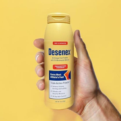 Desenex Anti-Pilz Fußpuder gegen Fußpilz, 2% Miconazolnitrat, lindert Juckreiz, Brennen und Schuppen, absorbiert Feuchtigkeit, 85 g Flasche