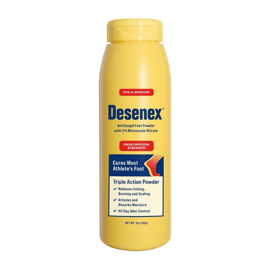 Desenex Anti-Pilz Fußpuder gegen Fußpilz, 2% Miconazolnitrat, lindert Juckreiz, Brennen und Schuppen, absorbiert Feuchtigkeit, 85 g Flasche
