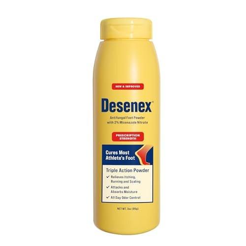 Desenex Anti-Pilz Fußpuder gegen Fußpilz, 2% Miconazolnitrat, lindert Juckreiz, Brennen und Schuppen, absorbiert Feuchtigkeit, 85 g Flasche