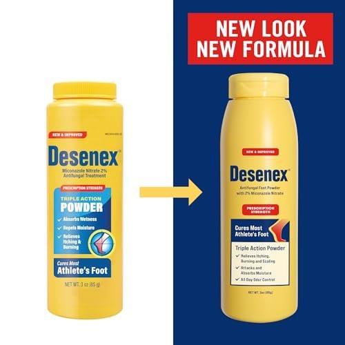 Desenex Anti-Pilz Fußpuder gegen Fußpilz, 2% Miconazolnitrat, lindert Juckreiz, Brennen und Schuppen, absorbiert Feuchtigkeit, 85 g Flasche