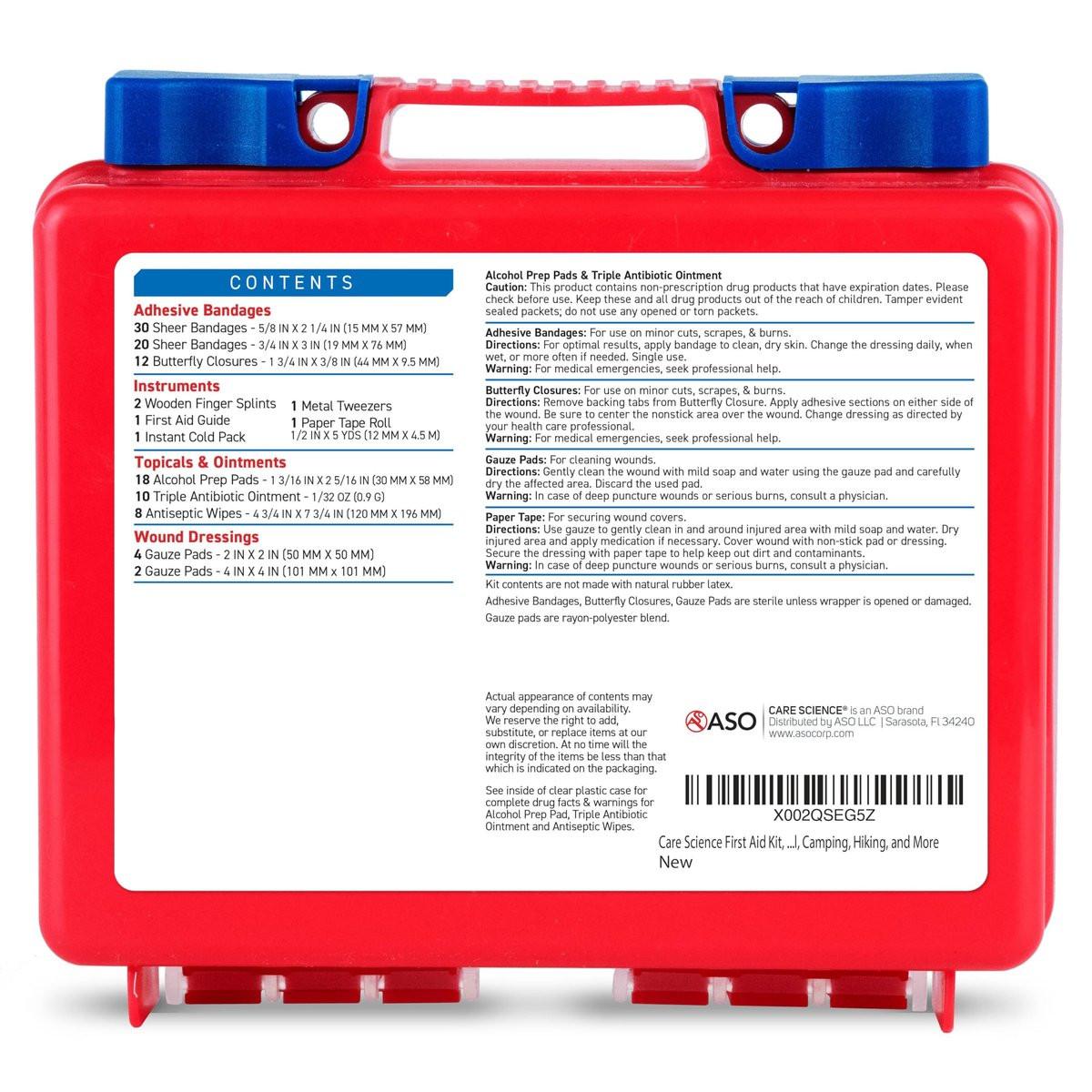 Care Science Erste-Hilfe-Set, 110 Teile | Professionell für Reisen, Arbeit, Schule, Zuhause, Auto, Notfälle, Überleben, Camping, Wandern und mehr