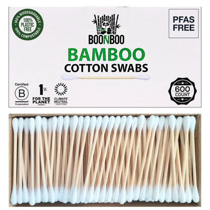 BOONBOO Bio Bambus Wattestäbchen, PFAS-frei, 600 Stück