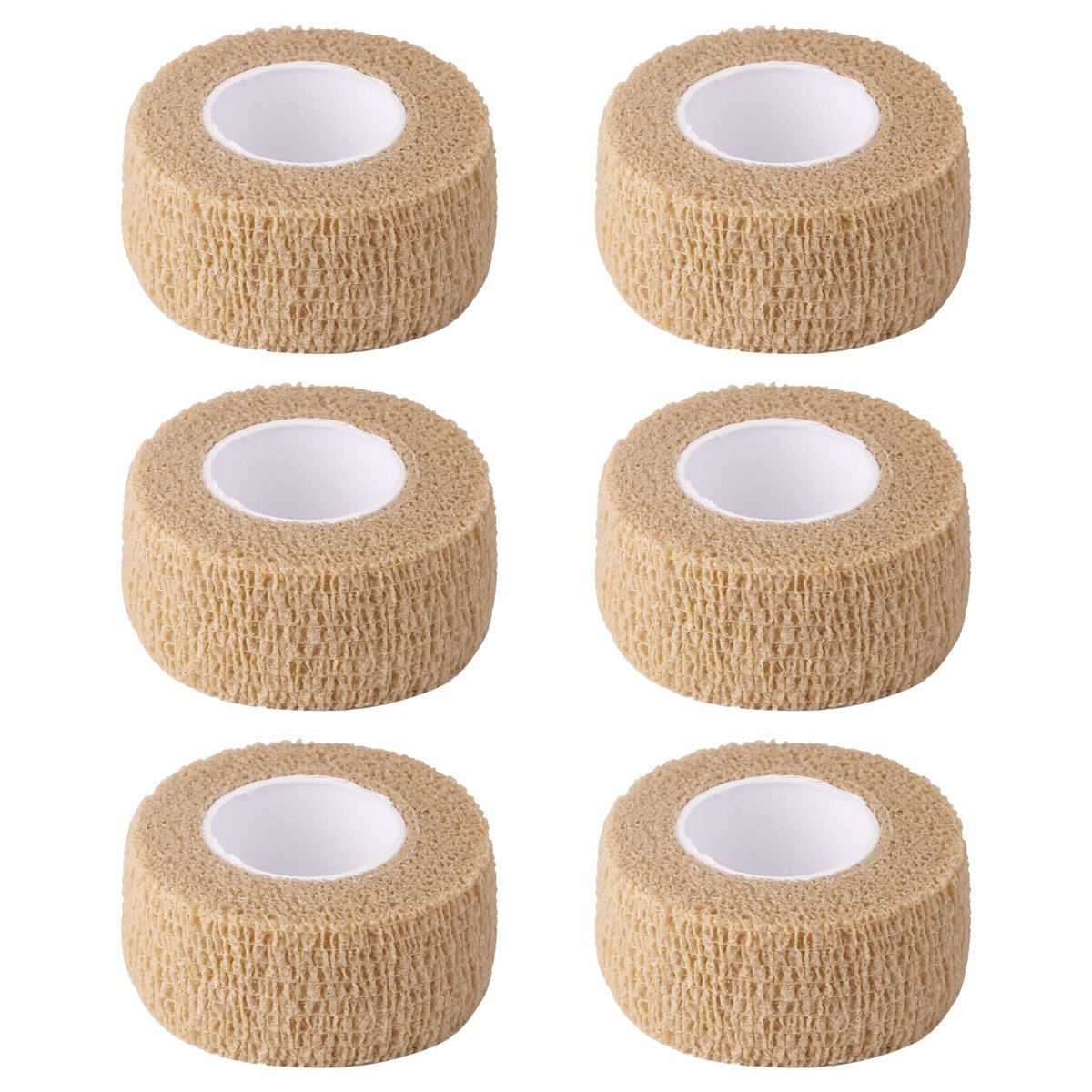 6er-Pack 2,5 cm breites hautfarbenes elastisches selbstklebendes Fingerbandage, Wickelbandagen für Handgelenk und Knöchel, auch für Tisch- und Stuhlbeine zur Reduzierung von Reibung und Geräuschen