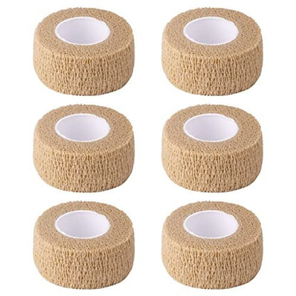 6er-Pack 2,5 cm breites hautfarbenes elastisches selbstklebendes Fingerbandage, Wickelbandagen für Handgelenk und Knöchel, auch für Tisch- und Stuhlbeine zur Reduzierung von Reibung und Geräuschen