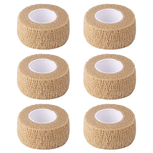 6er-Pack 2,5 cm breites hautfarbenes elastisches selbstklebendes Fingerbandage, Wickelbandagen für Handgelenk und Knöchel, auch für Tisch- und Stuhlbeine zur Reduzierung von Reibung und Geräuschen
