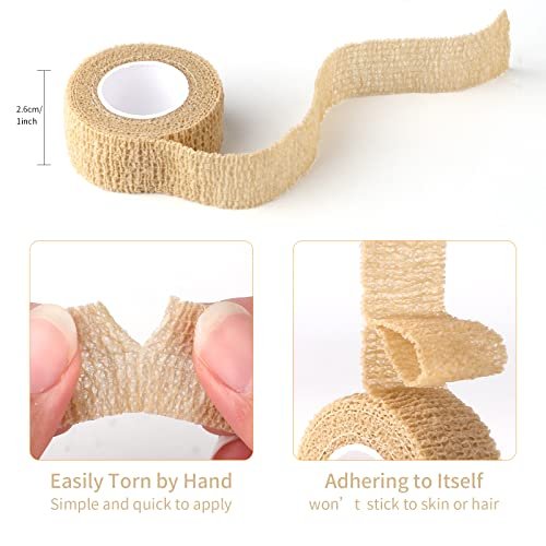 6er-Pack 2,5 cm breites hautfarbenes elastisches selbstklebendes Fingerbandage, Wickelbandagen für Handgelenk und Knöchel, auch für Tisch- und Stuhlbeine zur Reduzierung von Reibung und Geräuschen