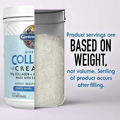 Garden of Life Grass Fed Collagen Creamer Pulver - Cremiges Vanille, 12 Portionen, Pulver für Kaffee, Energie, Schönheit, Gelenke, Kollagenpeptide mit Kokos-MCTs, Keto-Protein-Ergänzung