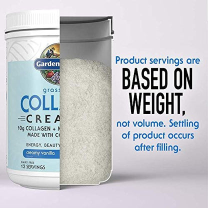 Garden of Life Grass Fed Collagen Creamer Pulver - Cremiges Vanille, 12 Portionen, Pulver für Kaffee, Energie, Schönheit, Gelenke, Kollagenpeptide mit Kokos-MCTs, Keto-Protein-Ergänzung