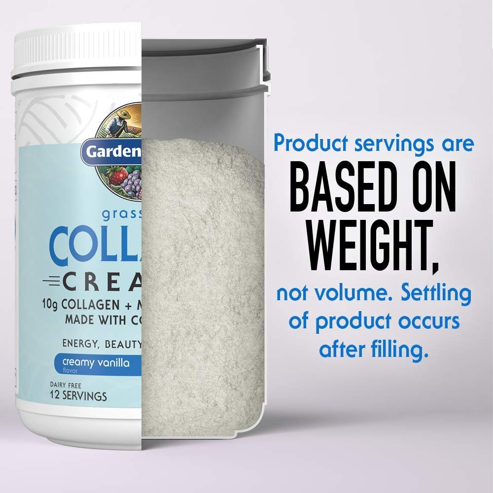 Garden of Life Grass Fed Collagen Creamer Pulver - Cremiges Vanille, 12 Portionen, Pulver für Kaffee, Energie, Schönheit, Gelenke, Kollagenpeptide mit Kokos-MCTs, Keto-Protein-Ergänzung